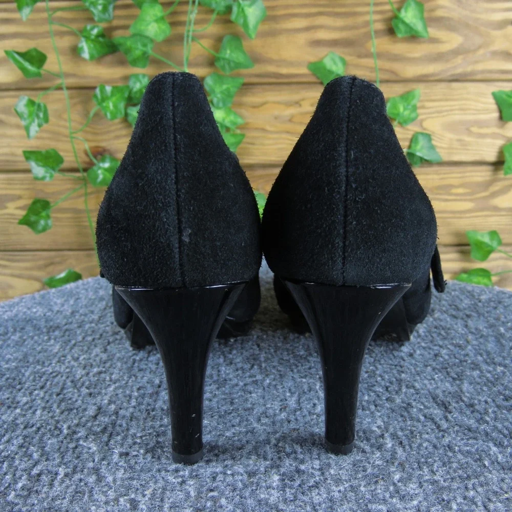 Anne Klein Twinterlyn Women 8.5 Black Suede Buckle Ankle Boots Classic‎ Style